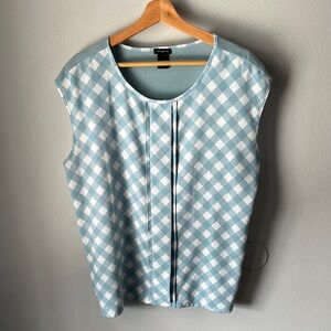 Ann Taylor Blue and White Checkered Blouse